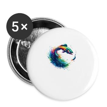 Colorful Fishing Angler Lake Fish Fisherman - Buttons large 2.2''/56 mm (5-pack) - white - Front