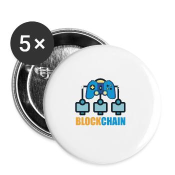 Cryptocurrency Rewards Gaming Blockchain Gamer - Buttons groß 56 mm (5er Pack) - Weiß - Vorne