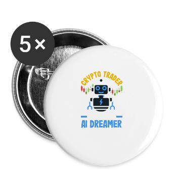 Cryptocurrency AI & Crypto Enthusiast Blockchain - Buttons groß 56 mm (5er Pack) - Weiß - Vorne