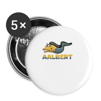 Albert Name, Aalbert Outfit zum Namenstag mit - Buttons groß 56 mm (5er Pack) - Weiß - Vorne