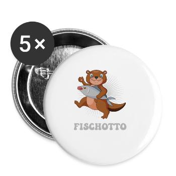 Otto Name, Fischotto Outfit zum Namenstag mit Name - Buttons groß 56 mm (5er Pack) - Weiß - Vorne