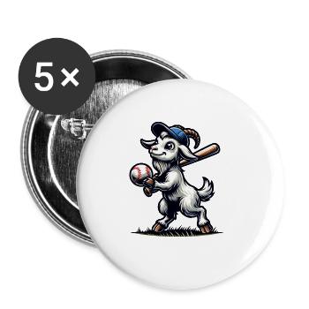 Süße Ziege Spielt Baseball Tierliebhaber Bauernhof - Buttons groß 56 mm (5er Pack) - Weiß - Vorne