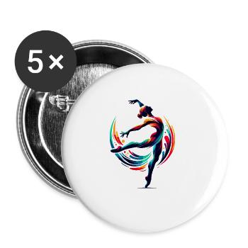 Woman Gymnast Acrobats Gymnastics Gymnastic - Buttons large 2.2''/56 mm (5-pack) - white - Front