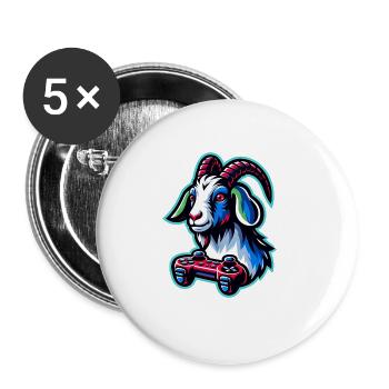 Gambling Goat with Gamepad Gamer - Buttons large 2.2''/56 mm (5-pack) - white - Front
