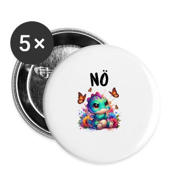Dinosaur Saying Nope for Boys and Girls - Buttons large 2.2''/56 mm (5-pack) - white - Front