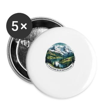 Je préfère être en Suisse vacancier - Lot de 5 grands badges (56 mm) - blanc - Devant
