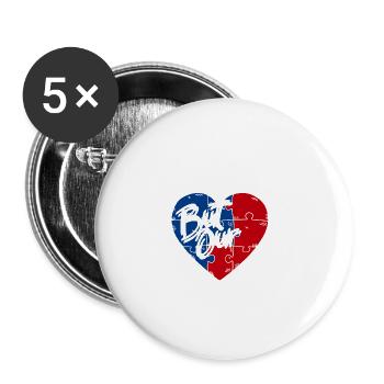 United In Love Unity Patriotic American - Buttons groß 56 mm (5er Pack) - Weiß - Vorne