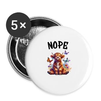 Highland Cow dit non aux garçons et aux filles - Lot de 5 grands badges (56 mm) - blanc - Devant