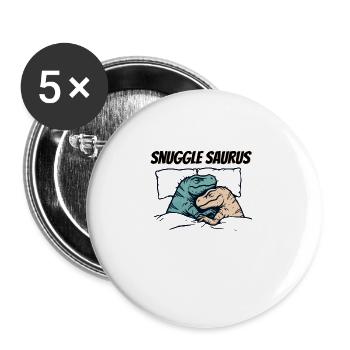 Drôle de dinosaure endormi câlin Saurus - Lot de 5 grands badges (56 mm) - blanc - Devant