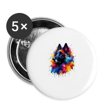 Splash Art coloré Chien de berger belge Groenendael - Lot de 5 grands badges (56 mm) - blanc - Devant