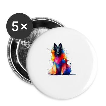 Splash Art coloré Chien de berger belge Groenendael - Lot de 5 grands badges (56 mm) - blanc - Devant