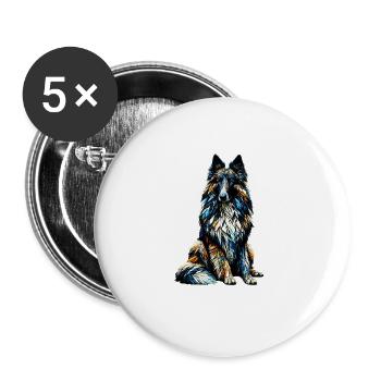 Polygon Art Belgischer Schäferhund Groenendael Belgisch - Buttons groß 56 mm (5er Pack) - Weiß - Vorne
