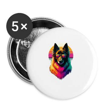 Lunettes de soleil rétro coucher de soleil Chien de berger belge - Lot de 5 grands badges (56 mm) - blanc - Devant