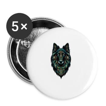Mandala Art Belgian Sheepdog Groenendael Belgian - Buttons large 2.2''/56 mm (5-pack) - white - Front