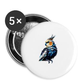 Polygon Art Nymphensittich Vogelbeobachtung Nymphensittiche - Buttons groß 56 mm (5er Pack) - Weiß - Vorne