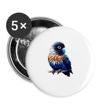 Polygon Art Lovebird Birdwatching - Buttons large 2.2''/56 mm (5-pack) - white - Front