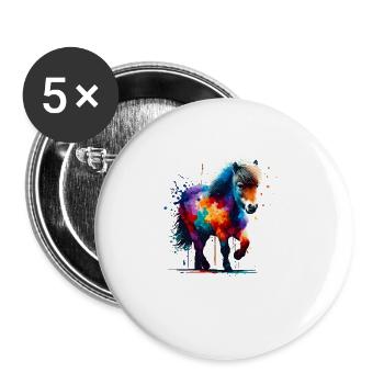 Coloré Splash Art Miniature Cheval Cheval - Lot de 5 grands badges (56 mm) - blanc - Devant