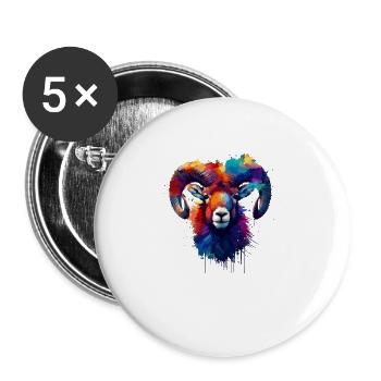 Bunte Splash Art Mufflons Wilde Schafe Mufflons - Buttons groß 56 mm (5er Pack) - Weiß - Vorne