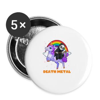 Goth Rock Satan Einhorn Festivals Death Metal - Buttons groß 56 mm (5er Pack) - Weiß - Vorne