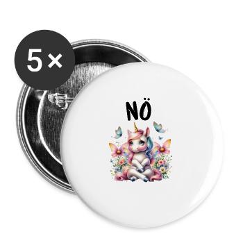 Einhorn Spruch Nö Junge und Mädchen Fabelwesen - Buttons groß 56 mm (5er Pack) - Weiß - Vorne