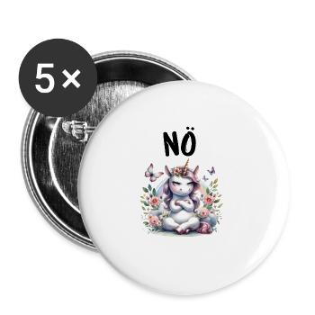 Licorne disant non Garçon et fille Créature mythique - Lot de 5 grands badges (56 mm) - blanc - Devant