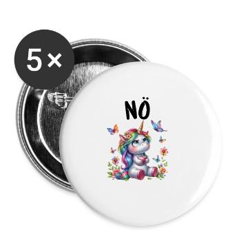 Licorne disant non Garçon et fille Créature mythique - Lot de 5 grands badges (56 mm) - blanc - Devant