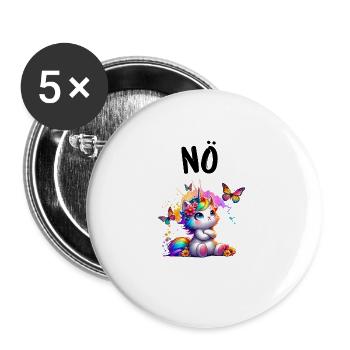 Licorne disant non Garçon et fille Créature mythique - Lot de 5 grands badges (56 mm) - blanc - Devant