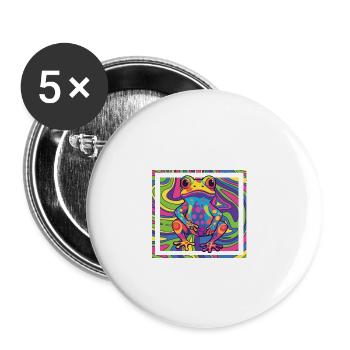 Acide psychédélique Folk Trance Rock EDM Goa Rave - Lot de 5 grands badges (56 mm) - blanc - Devant