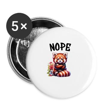 Panda roux Drôle de dicton Nope Renard de Feu - Lot de 5 grands badges (56 mm) - blanc - Devant