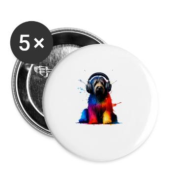 Colorful Splash Art Headphones Briard Briards - Buttons large 2.2''/56 mm (5-pack) - white - Front