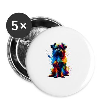 Bunte Splash Art Brüssel Griffon Griffon - Buttons groß 56 mm (5er Pack) - Weiß - Vorne
