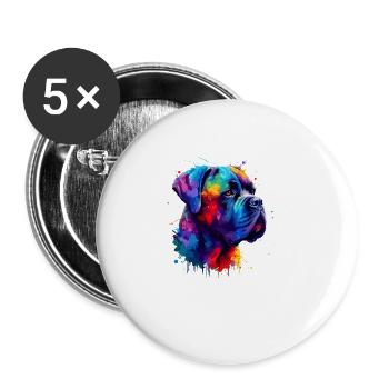 Bunte Splash Art Cane Corso Italienische Dogge - Buttons groß 56 mm (5er Pack) - Weiß - Vorne