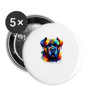 Bunte Splash Art Cane Corso Italienische Dogge - Buttons groß 56 mm (5er Pack) - Weiß - Vorne