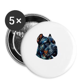 Polygon Art Cane Corso Italienischer Mastiff - Buttons groß 56 mm (5er Pack) - Weiß - Vorne