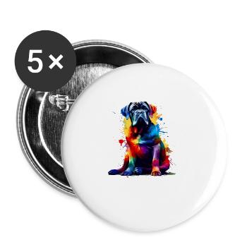Bunte Splash Art Cane Corso Italienische Dogge - Buttons groß 56 mm (5er Pack) - Weiß - Vorne