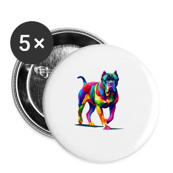 Bunte Pop Art Cane Corso Italienischer Mastiff - Buttons groß 56 mm (5er Pack) - Weiß - Vorne