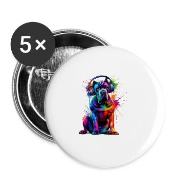 Bunte Splash Art Kopfhörer Cane Corso Italienisch - Buttons groß 56 mm (5er Pack) - Weiß - Vorne