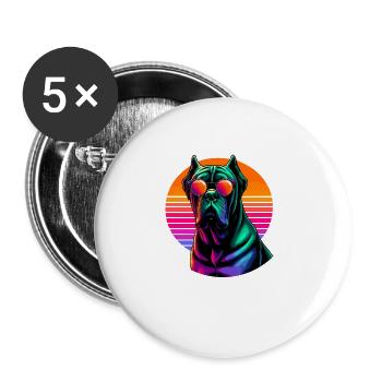 Lunettes de soleil rétro coucher de soleil Cane Corso Mastiff italien - Lot de 5 grands badges (56 mm) - blanc - Devant