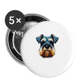 Polygon Art Riesenschnauzer Schnauzer - Buttons groß 56 mm (5er Pack) - Weiß - Vorne