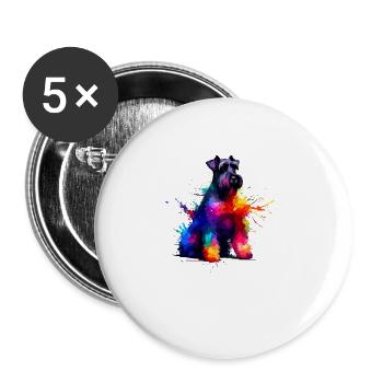 Bunte Splash Art Riesenschnauzer Schnauzer - Buttons groß 56 mm (5er Pack) - Weiß - Vorne