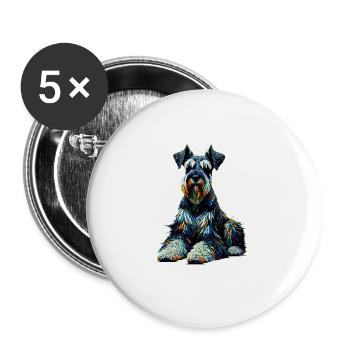 Polygon Art Riesenschnauzer Schnauzer - Buttons groß 56 mm (5er Pack) - Weiß - Vorne