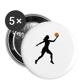 Basketballerin Symbol Basketball Spielerin Frau - Buttons groß 56 mm (5er Pack) - Weiß - Vorne