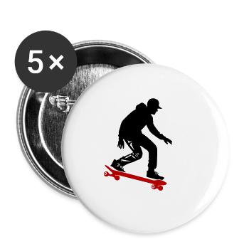 Skateboarding Man Symbol Skateboard - Buttons large 2.2''/56 mm (5-pack) - white - Front