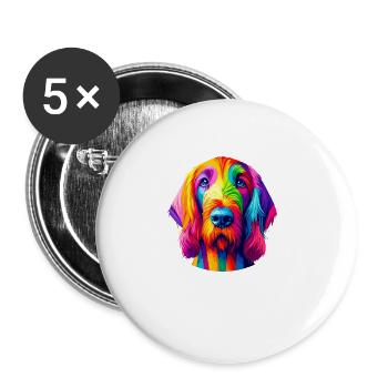 Farbenfrohe Pop Art Italienisch Spinone Italiano - Buttons groß 56 mm (5er Pack) - Weiß - Vorne