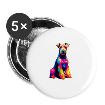 Bunte Pop Art Kerry Blue Terrier Terrier - Buttons groß 56 mm (5er Pack) - Weiß - Vorne
