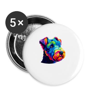 Bunte Pop Art Kerry Blue Terrier Terrier - Buttons groß 56 mm (5er Pack) - Weiß - Vorne