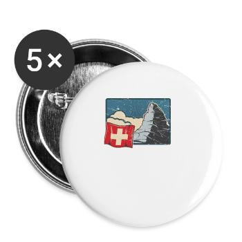 Switzerland Urlaub Skifahren Wandern Berge Schweiz - Buttons groß 56 mm (5er Pack) - Weiß - Vorne