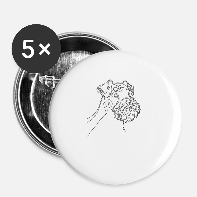 Line Art Kerry Blue Terrier Terriers - Buttons groß 56 mm (5er Pack) - Weiß