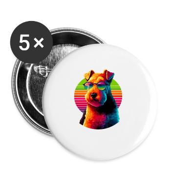 Retro Sunset Sunglasses Lakeland Terrier Terriers - Buttons large 2.2''/56 mm (5-pack) - white - Front