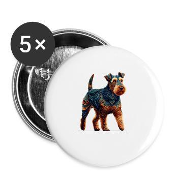 Mandala Art Lakeland Terrier Terriers Lakie - Buttons large 2.2''/56 mm (5-pack) - white - Front